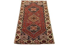 Qashqai Rug 35 X 55 Red Wool Vintage Tribal Hand-knotted Oriental Carpet