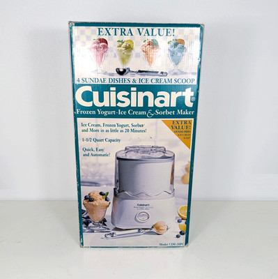 Cuisinart Frozen Yogurt Ice Cream & Sorbet Maker w Scoop 4 Glass Bowls CIM-20PC
