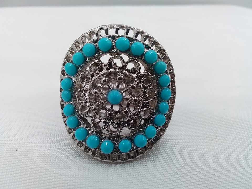 1.25 LARGE FLEXIBLE ELASTIC COCKTAIL RING BABY BLUE CRYSTALS DREAM ...