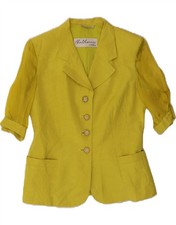 Giacca blazer donna DI MARELLA manica corta 4 bottoni UK 14 grande giallo BC04