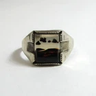 Vintage WM WHEELER MANUFACTURING Men's Sterling Silver Moss Agate Ring Sz 12