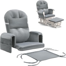 6 PCS Glider Rocker Replacement Cushions W/ Storage Side Pocket Foam Non-Slip