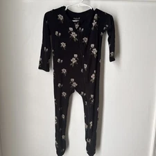Kyte Baby Girls Bamboo Black Floral Footed Sleeper 12-18 months Snug Fit