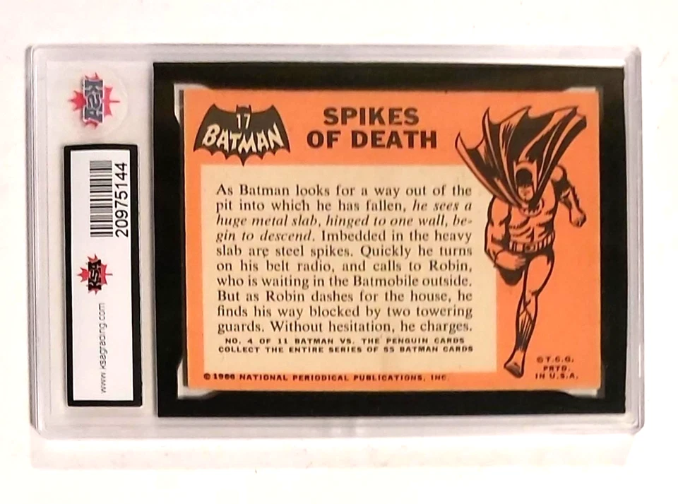 1966 Topps BATMAN Black Bat #17 / "Spikes of Death" / KSA 4 VGE / YIKES!! - Image 2 of 2