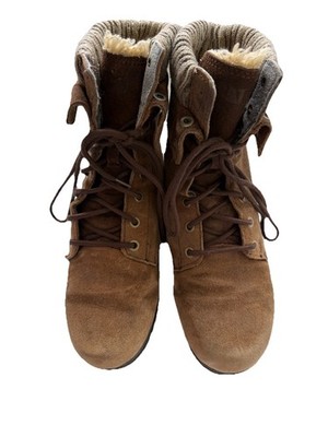 Cat Caterpillar braune Wildleder Stiefeletten Damen UK 6 EU 39 weite Passform Fell gefüttert