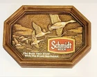 VTG SCHMIDT BEER PLASTIC SIGN OF CANADIAN GEESE IN FLIGHT-22" X 15" X 2.5"