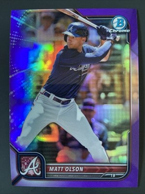 2022 Bowman Chrome Purple Refractor Matt Olson #d 028/250 1/1? HIS JERSEY NUMBER