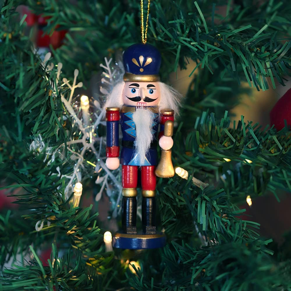 6 PCS Christmas Nutcracker Ornament Set Wooden Nutcracker Ornaments