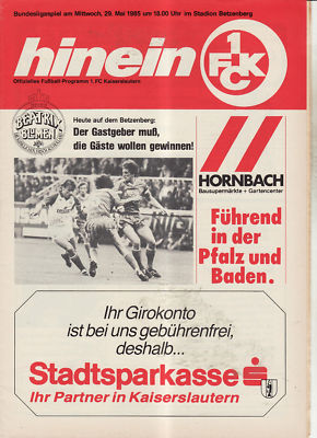 BL 84/85 1. FC Kaiserslautern - Bayer 05 Uerdingen, 29.05.1985