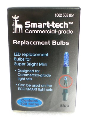 Santa's Best Smart-Tech ECO Smart 100ct 7mm LED Bulbs BLUE   997004HO  #54