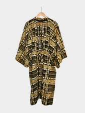 Vintage Robe African Print Gold English Wax Ankara Full Length Kaftan Print