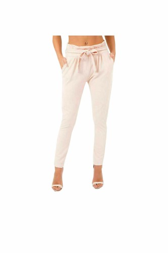 WOMEN LADIES PAPER BAG TIE WAIST BELT CIGARETTE SLIM FIT TROUSERS PLUS SIZE 8-14 - Picture 7 of 7