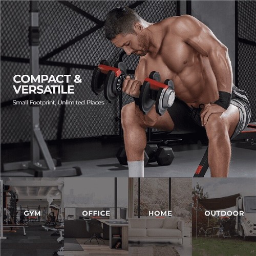 3 In 1 Adjustable Dumbbell Kettlebell Barbell Weight Set 46 lb Compact Home Gym - Picture 8 of 8