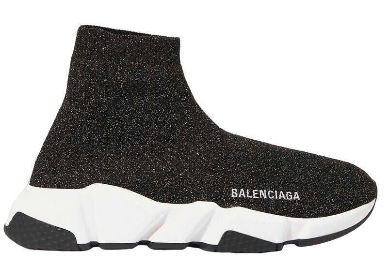 Balenciaga Women Speed Sock Trainer White Black Gold Lurex Balenciaga Women Speed Sock Trainer White Black Gold Lurex