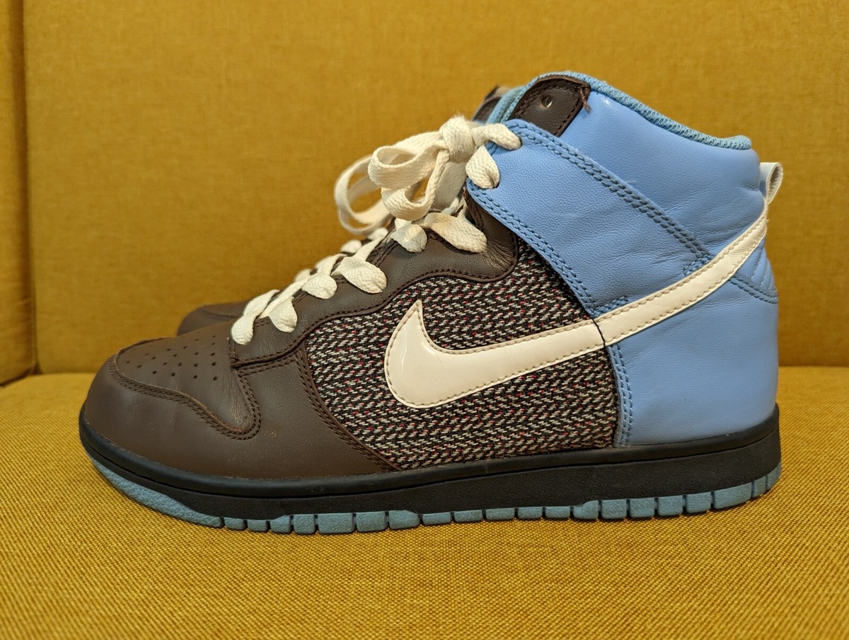 Nike W's Dunk High Blue Tweed Brown Women's Size 9.5 Men's Size 8