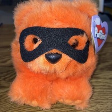 Swibco Puffkins Collection Plush Bear, Trick 10/31/99 Orange With Mask LNWT 5"T