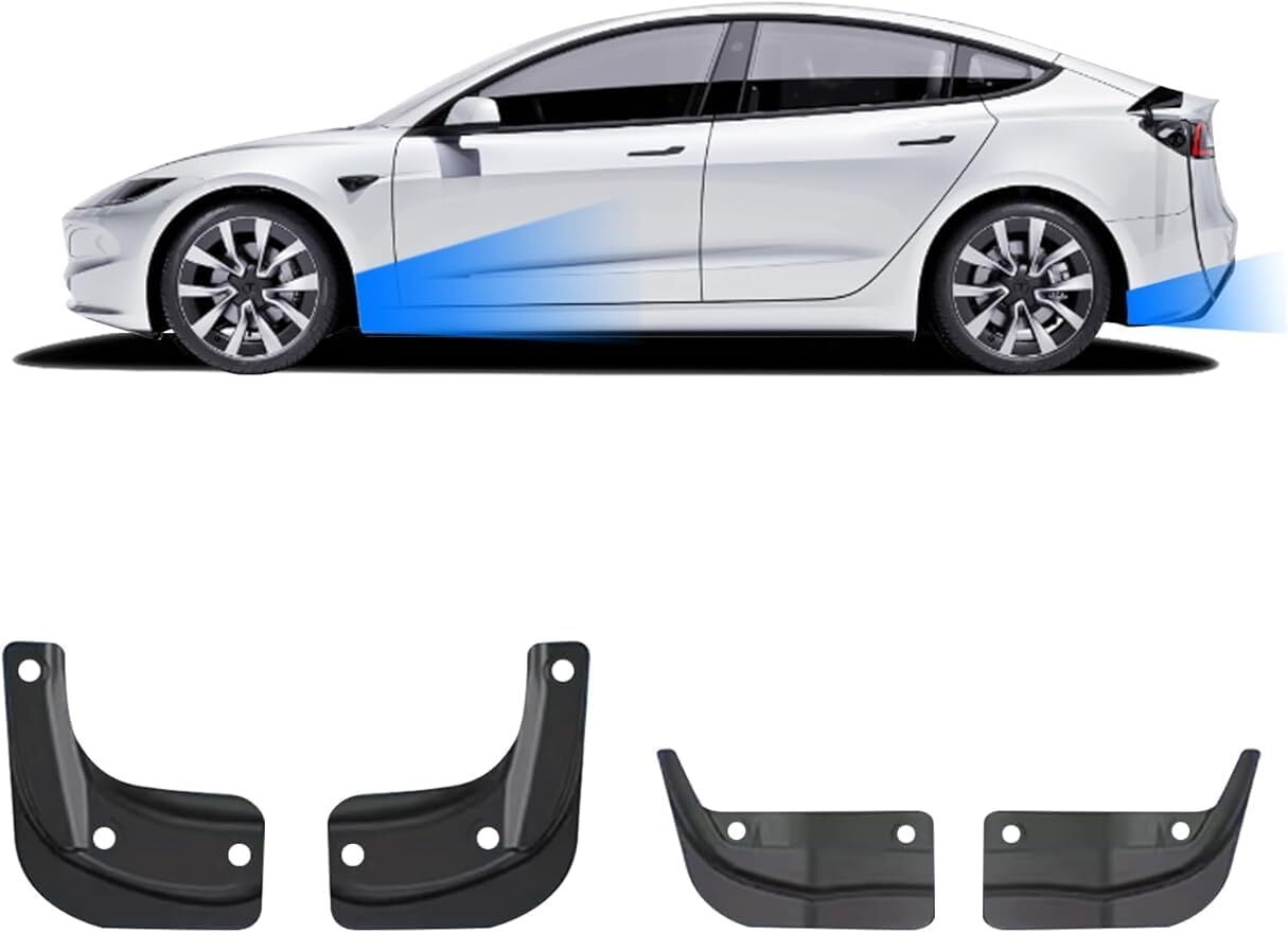 For 2024 Tesla Model 3 Mud Flaps Splash Guards Mudguard No Need to Drill Hole AU