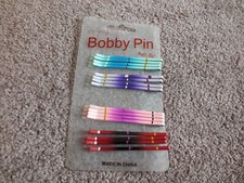 Beautiful Hair Jewelry Clip Bobby Pin Set 12 Blue Purple Pink Red Org Card 2 1/2