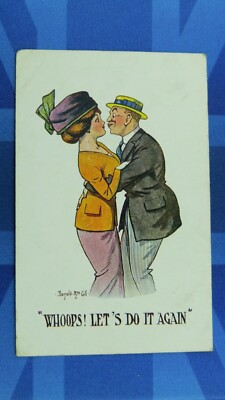 Vintage Donald McGill Comic Postkarte 1912 KISSING Thema Nr. A 1521