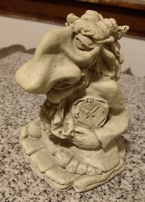 Vintage Father Time Gargoyle Statue Signed A. Didenko 5'' Figurine Toscano Artist