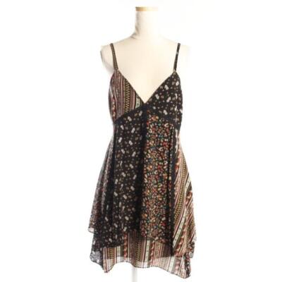 Women's Alice Olivia 17SS Mini Dress Black Floral Patchwork Silk