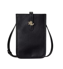 LAUREN RALPH LAUREN Leather Crossbody Tech Phone Case Black Bag 125