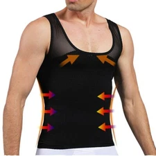 Mens Slimming Body Shaper Vest Hide Gynecomastia Man Chest Fat Shirt Tops Basics