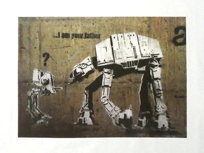 BANKSY T-Shirt: ''STAR WARS ATAT'' grafitti art PAPA VATER HERREN GEBURTSTAG GESCHENKIDEE