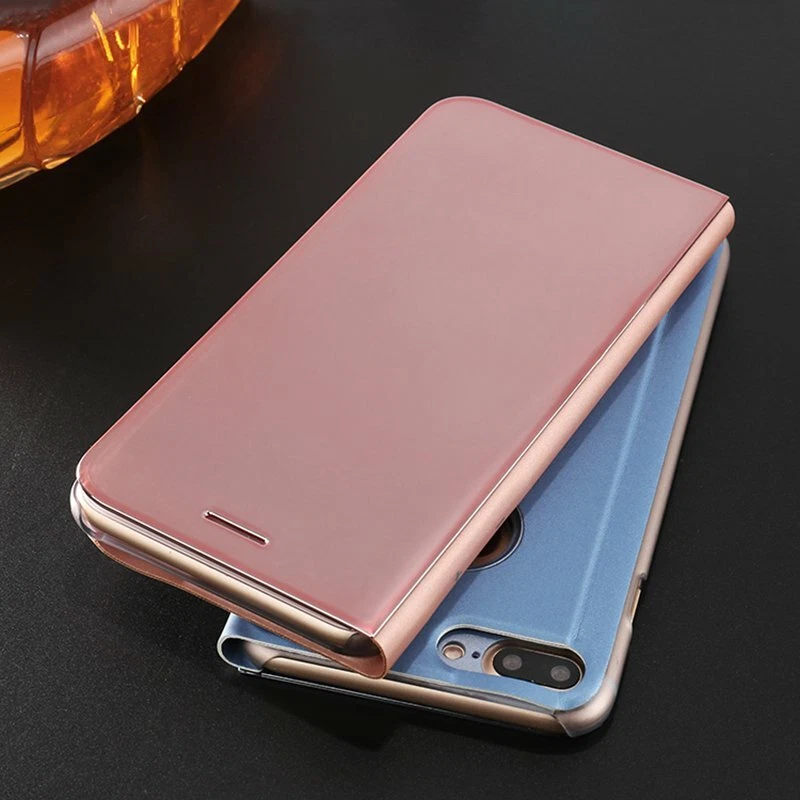 Funda abatible con soporte de visión transparente inteligente con espejo para iPhone 13 14 15 16 Pro Max 12 11 7 8 Foto 2 de 4