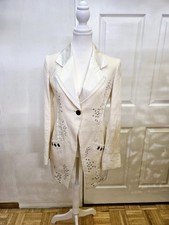 Perfect Vintage Tailored Girbaud Cream Silk Cotton Blazer Jacket S