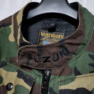 VANSON x SUZUKI Mens Camouflage Single Riders Jacket Size M