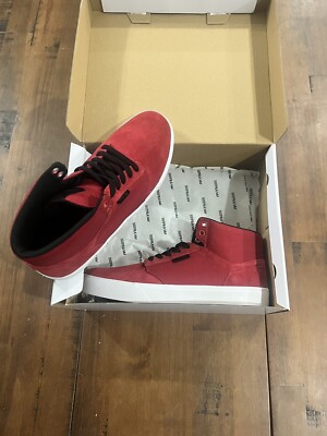SUPRA Shoes Mens 9.5 Yorek HI Red White Skater Streetwear