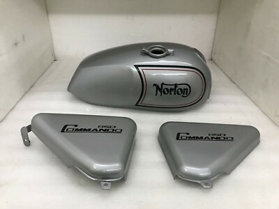 Norton Commando Roadster 850 Petrol Tank Side Panel Silver Painted With  Cap