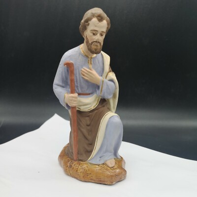 ancien santon crèche devineau taille 4 joseph socle vert