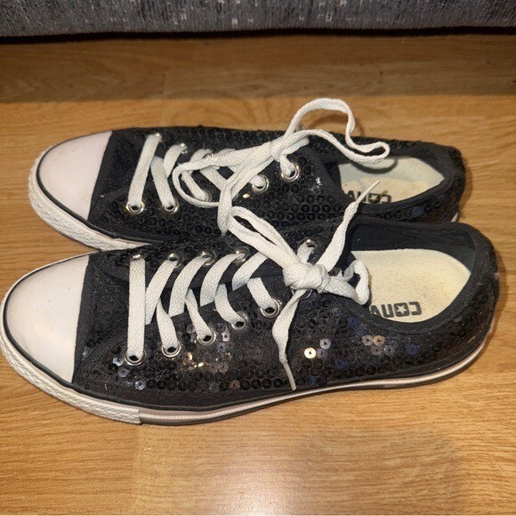 CONVERSE All Star Women's Black Sequin Low Top Chuck Taylor
