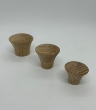 Shaker Oak Wooden Cabinet Door/Drawer Knob - 34mm, 43mm & 54mm &Oslash; - UNFINISHED