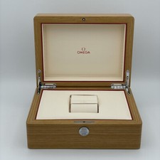 OMEGA VINTAGE UHRENBOX WATCH BOX CASE HOLZ MIT UMKARTON NEUE VERSION