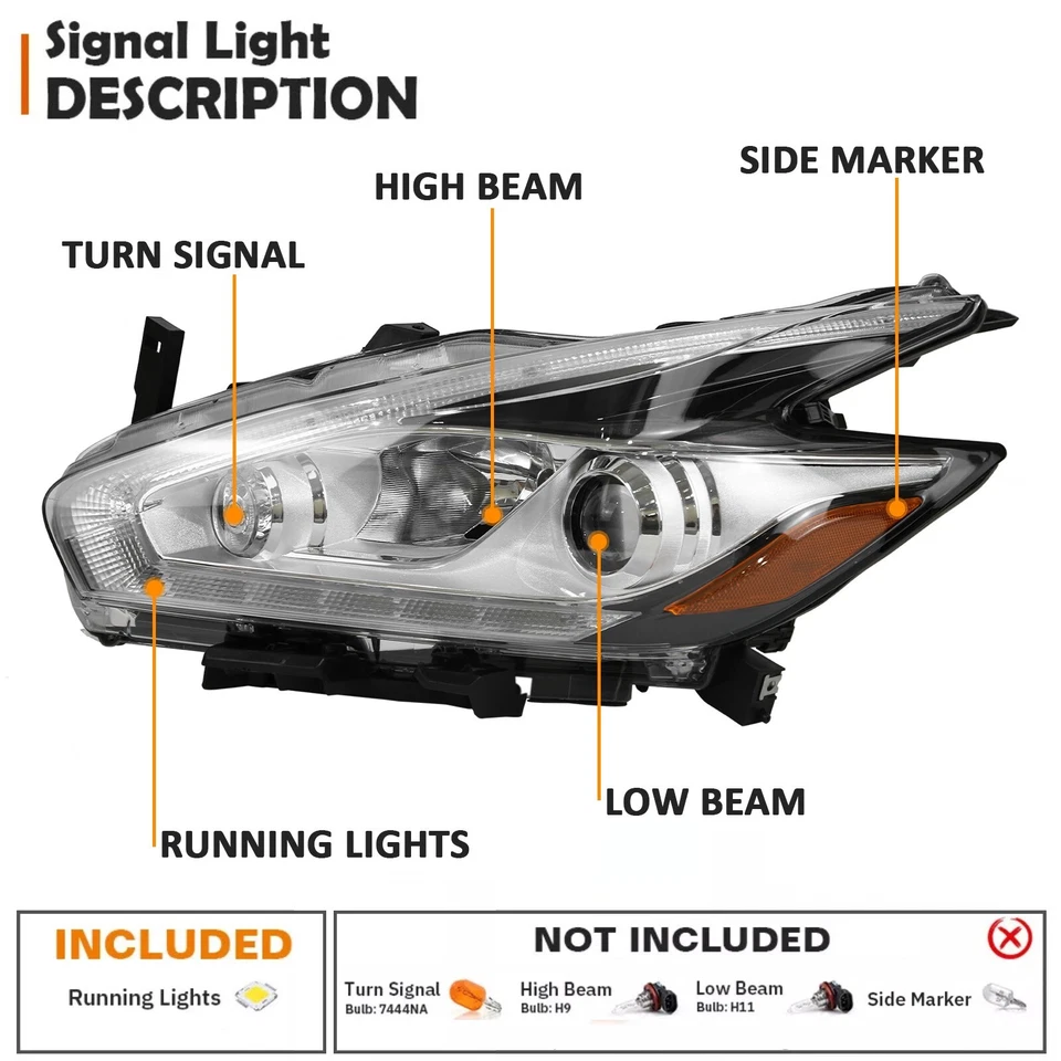 Faro proyector halógeno izquierdo LED DRL para Nissan Murano 2015-2018 Foto 3 de 4