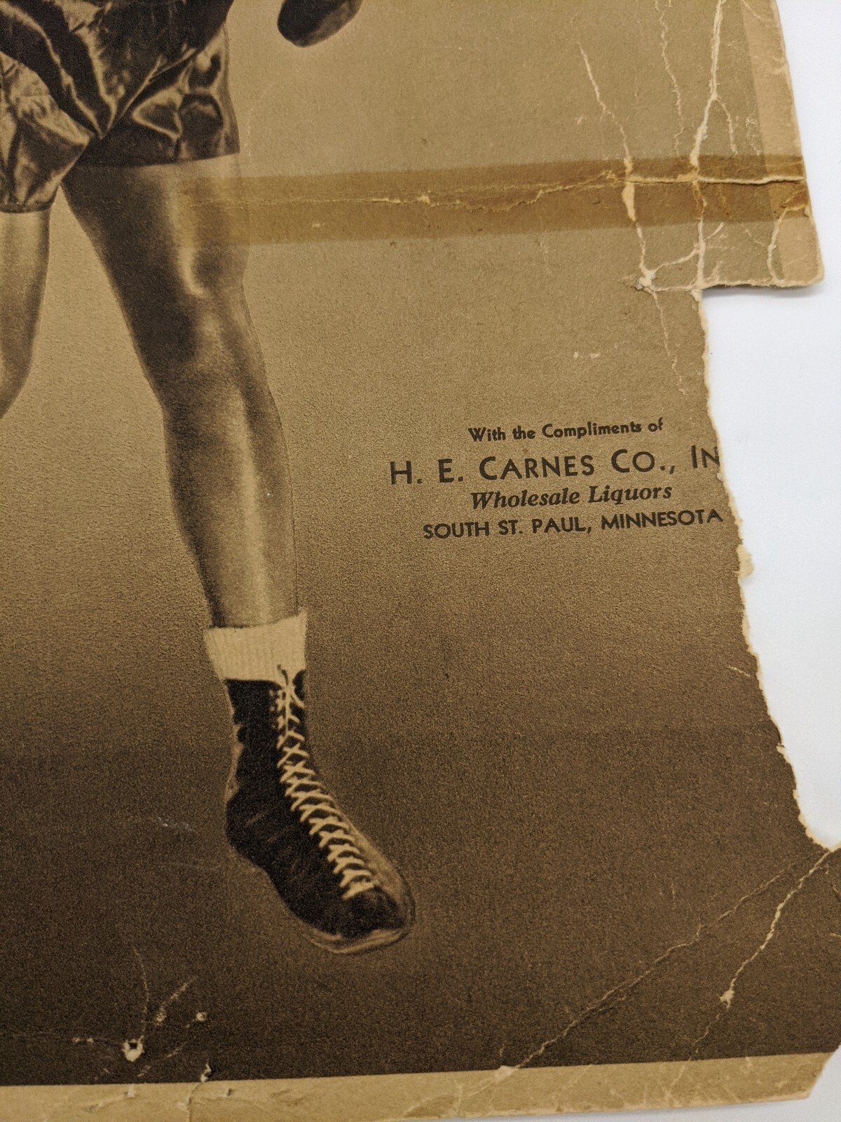 Joe Louis 1935 Boxing 12" x 9.75" Brown & Bigelow Carnes Liquor St Paul