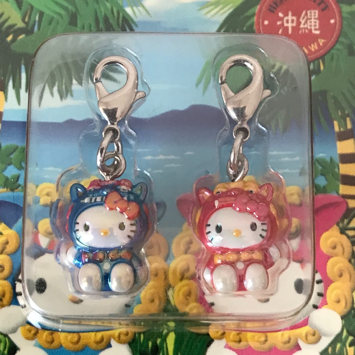 Hello Kitty Okinawa Shisa Pair Strap Keychain Japan Exclusive