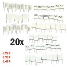 20pc 5W Wirewound Non-inductive Cement Resistor Ceramic horizontal 0.22R-0.47R