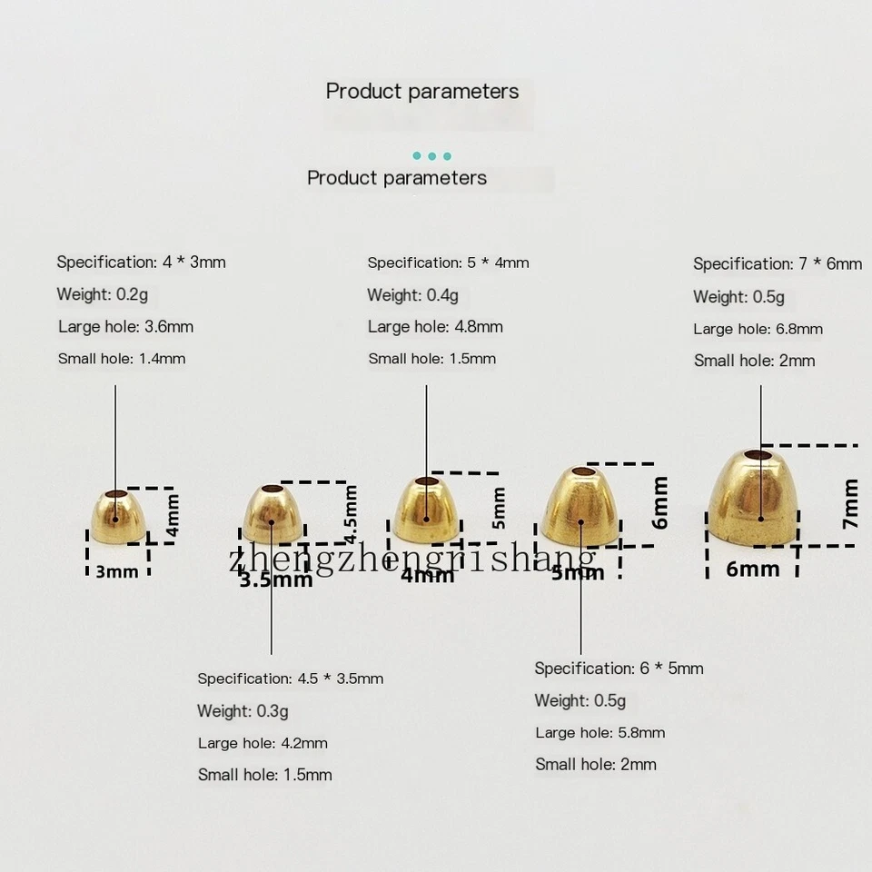 50 piezas cabezas de cono de cobre latón tubo moscas serpentinas atar moscas materiales Foto 2 de 4