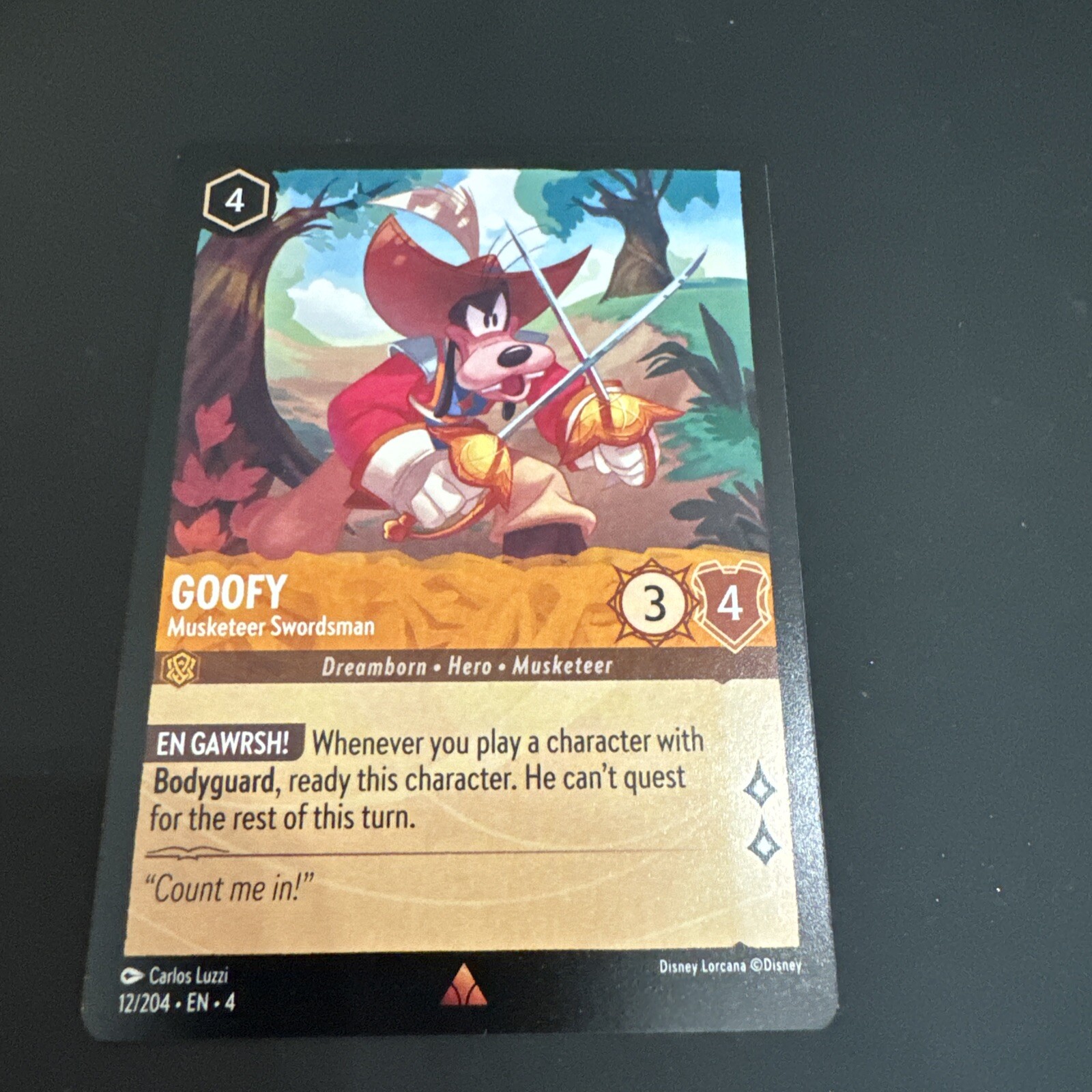 Goofy - Musketeer Swordsman - 12/204 - Rare Lorcana Ursula's Return M/NM