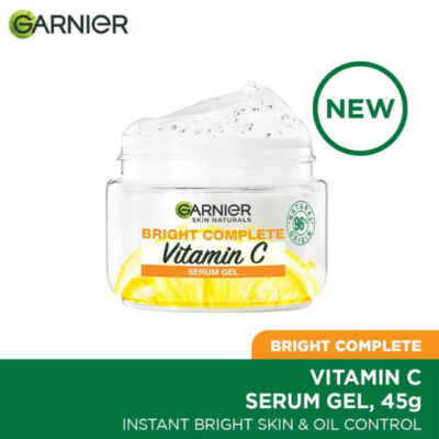 45g Garnier Brightening Moisturiser, Serum Gel, Infused with v- C and Lemon