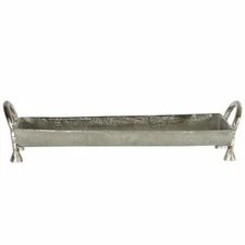 27" METAL TRAY WITH HANDLE  ALUMINUM TRAY ANTIQUE SILVER  HOME ACCENT DECOR 