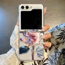 For Samsung Galaxy Z Flip6 Flip5 Flip7 4 Glitter Rose ShockProof Hard Case Cover