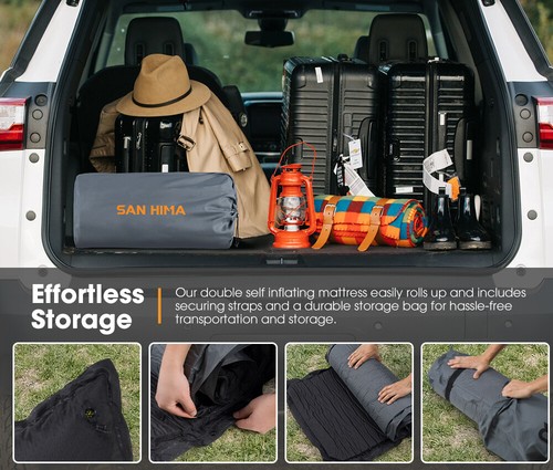 San Hima Self Inflating Mattress 10cm Sleeping Mat Camping Hiking Air Bed Double - Picture 8 of 11