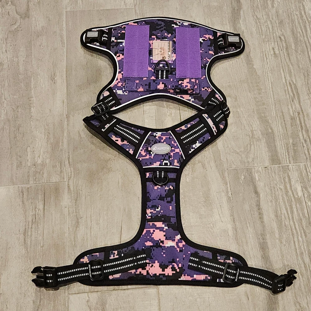 Dog Harness Size L Red Purple Camo Adjustable 4 Buckle Soft Padded Vest