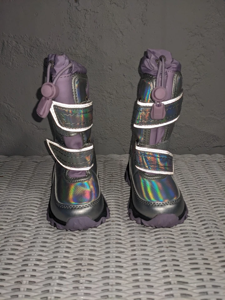 Lands End зимние пухлые снег ботинки Baby фиолетовый переливающийся ребенка ясельного возраста размер 5 новый без ЯРЛЫКОВ - Изображение 2 из 4