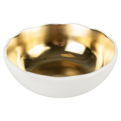 Duvo+ Futternapf Stone Organic weiß/gold für Katzen, spülmaschinenfest, keramik